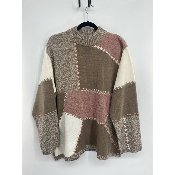 Vintage Dress Barn Womens Sweater Abstract Patchwork SIZE 22/24 WOOL BLEND - Picture 1 of 4